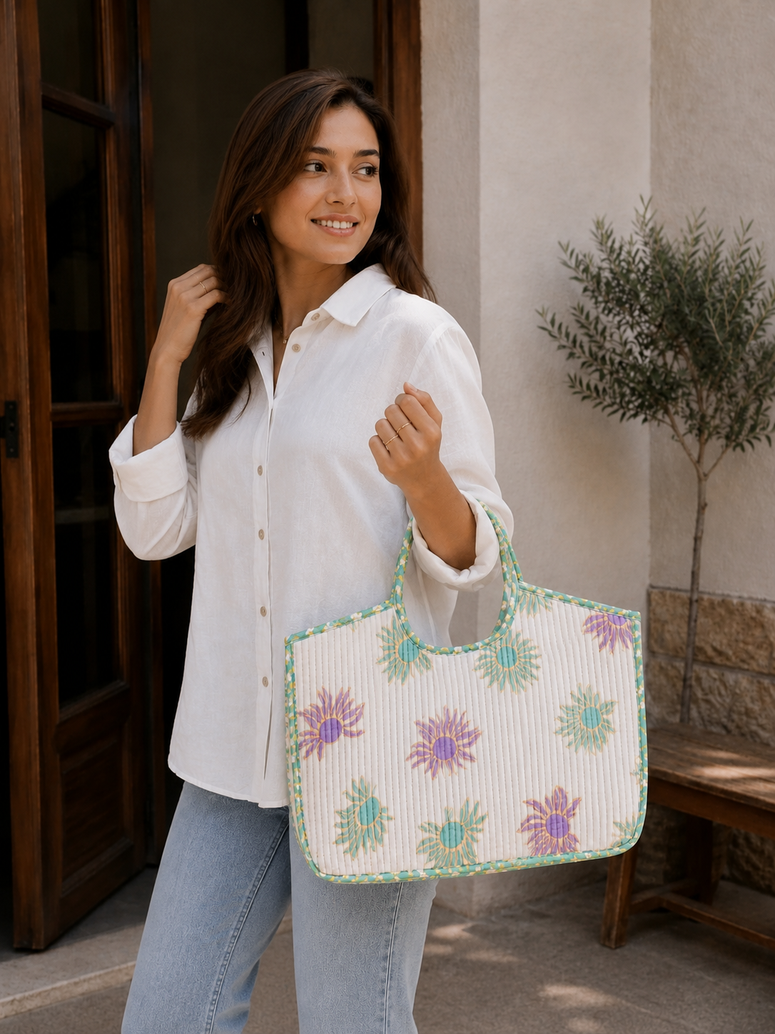 Azure Bloom Tote
