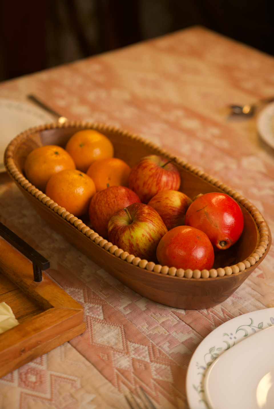 Vintage Beaded Wooden Bowl