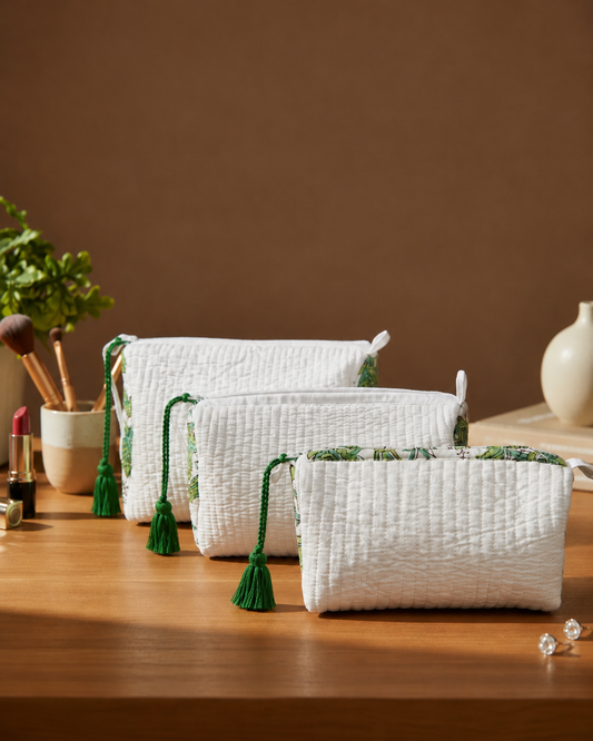 Ivory Garden Quilted Pouch Set of 3