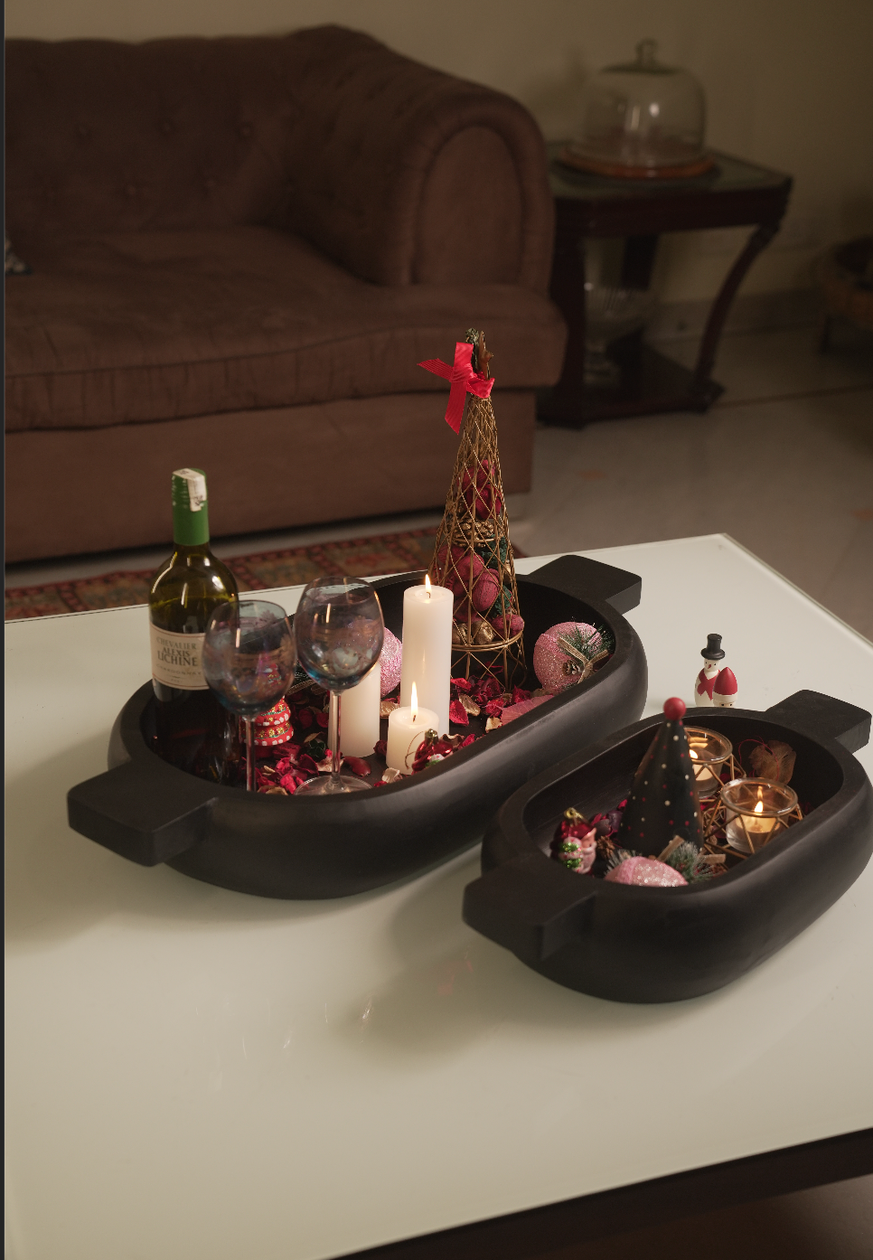 Noir Sculpted Oval Bowl (Set of 2)