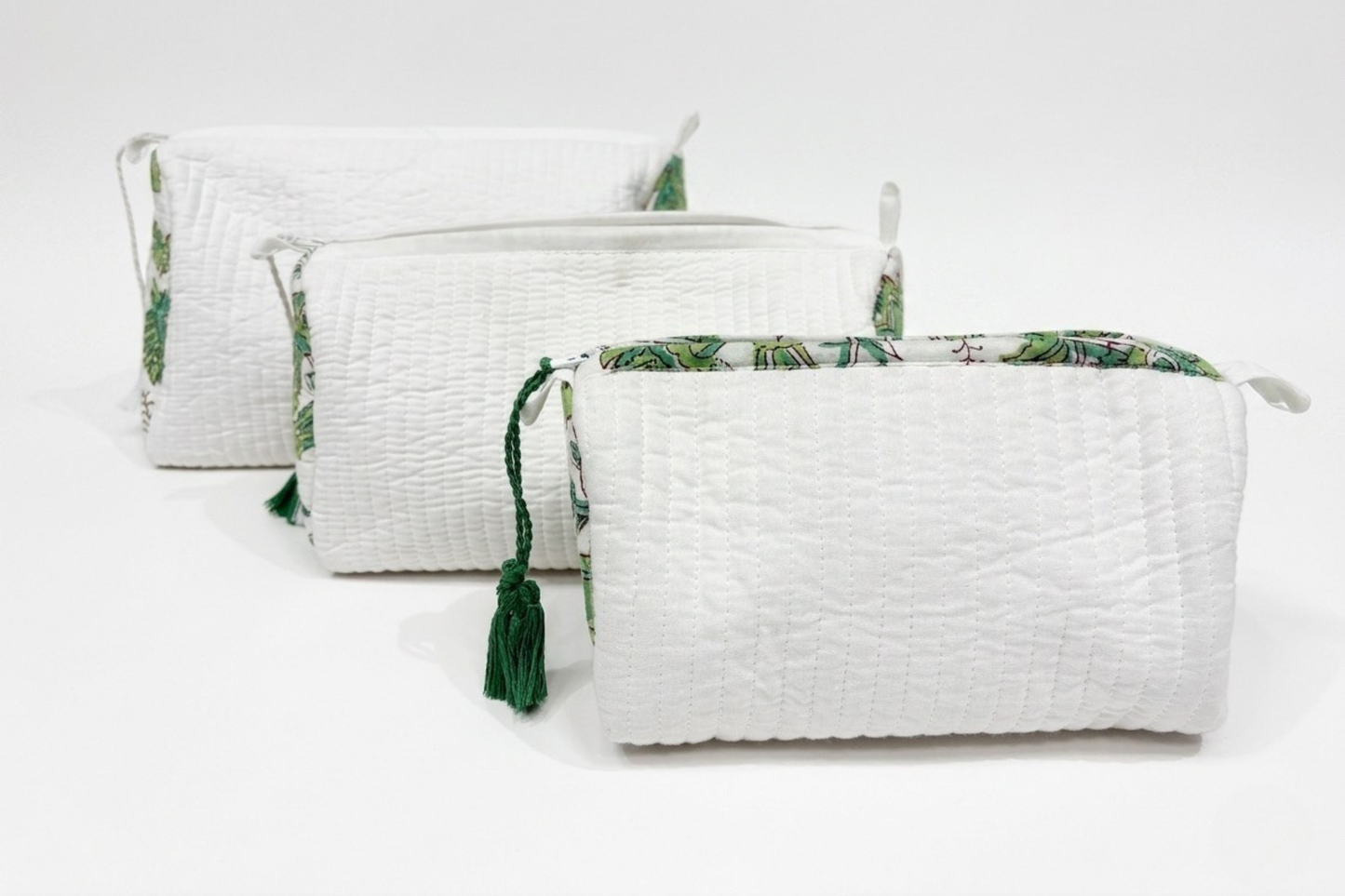 Ivory Garden Quilted Pouch Set of 3