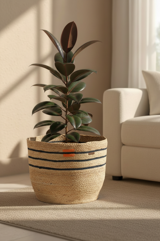 Planter- Striped and Embroidery