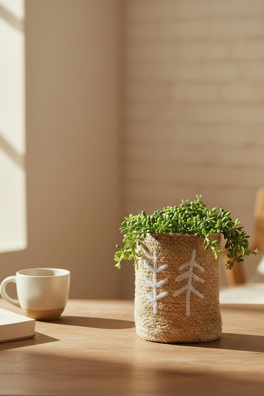 Planter - White Embroidery and Hoop