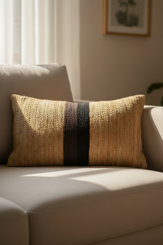 Black & Neutral Stripe Cushion Cover