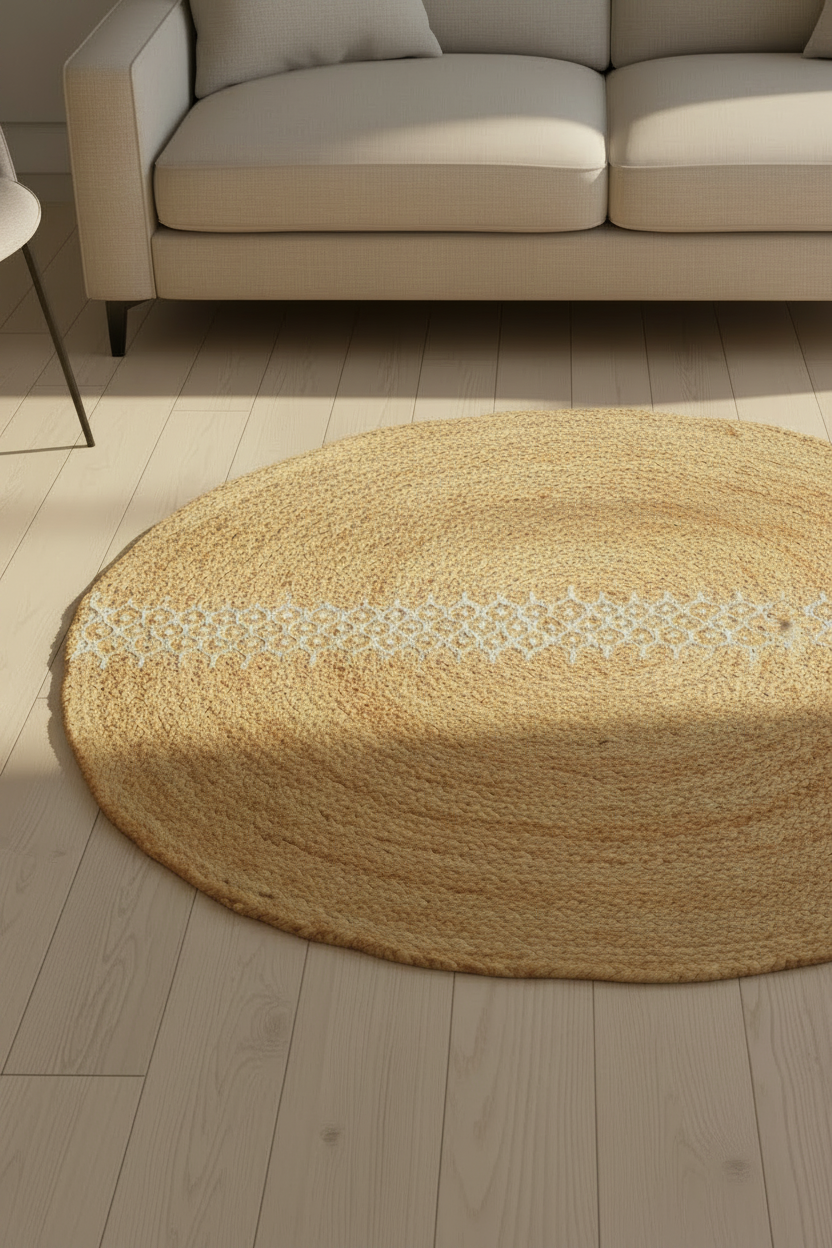 Maison White Embroidered Rug